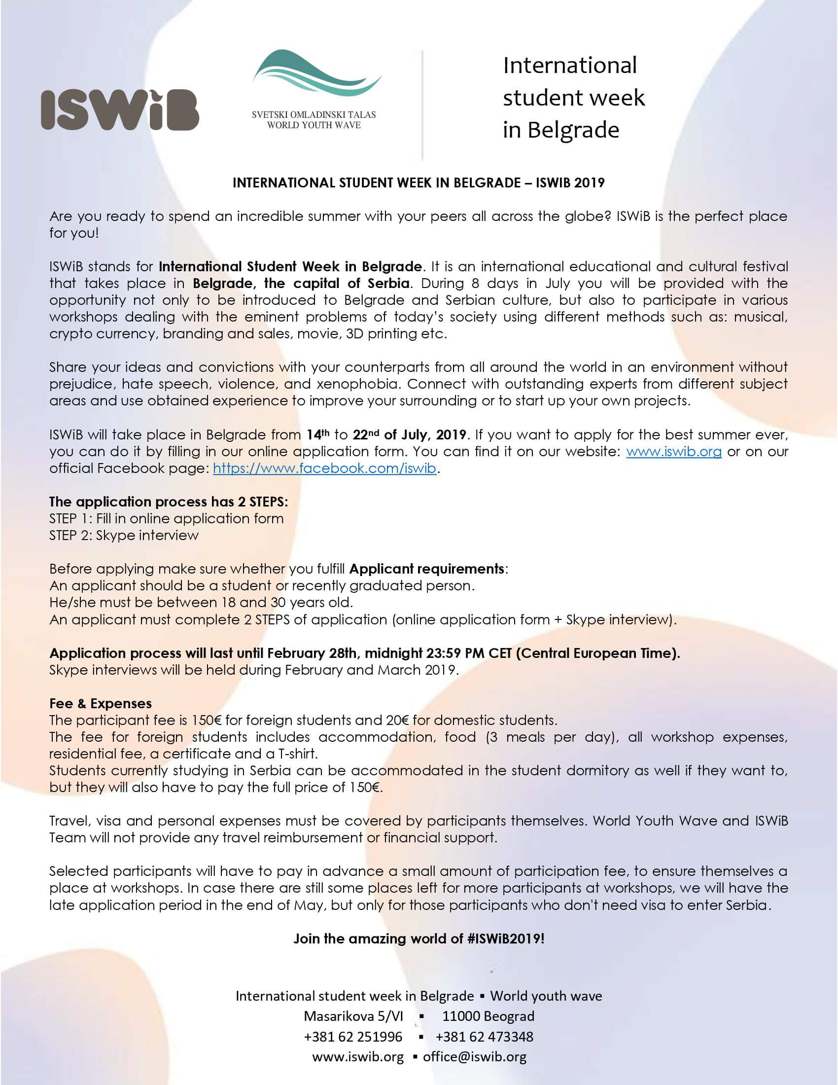 INTERNATIONAL STUDENT WEEK IN BELGRADE