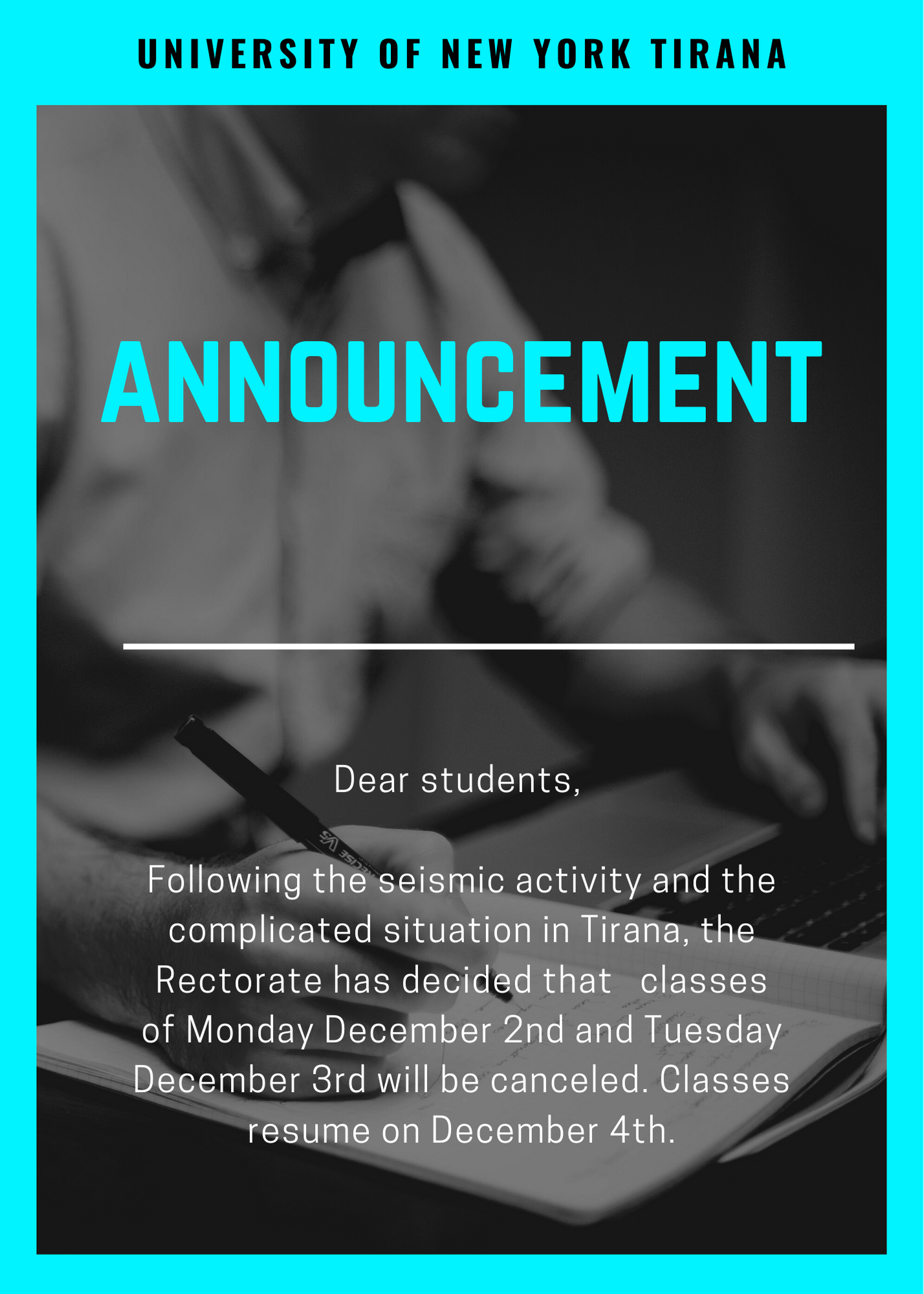 Message from the Rectorate