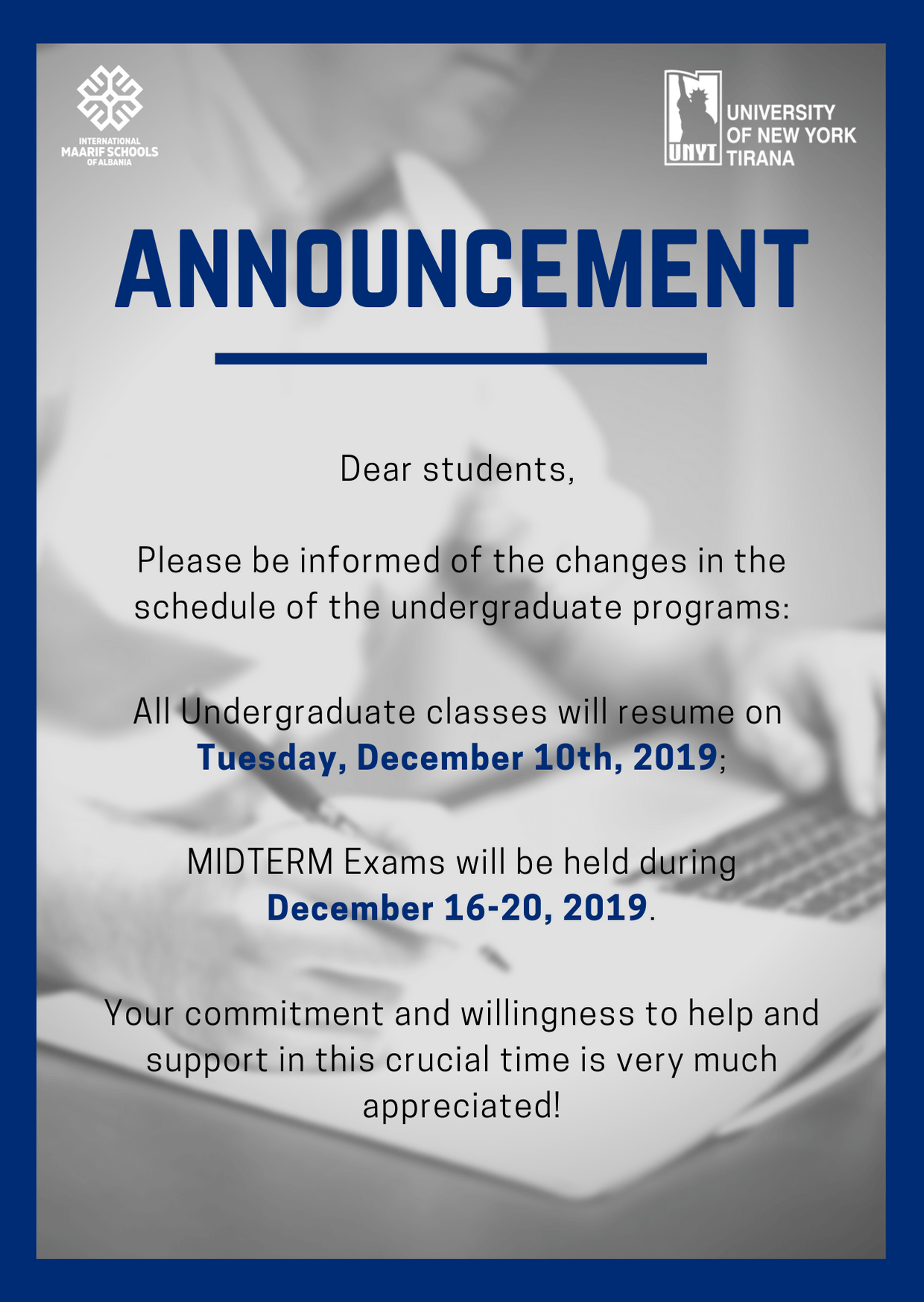 Postponement Notice
