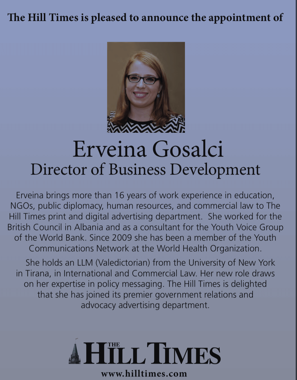 Proud of our students – Erveina Gosalci