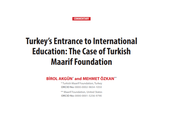 Turkey’s Entrance to International Education: The Case of Turkish Maarif Foundation