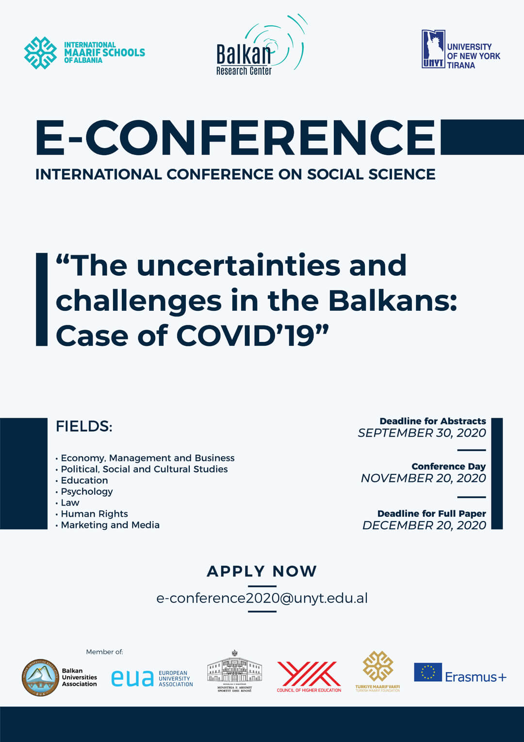 e-Conference: “The uncertainties and challenges in the Balkans: Case of COVID’19”