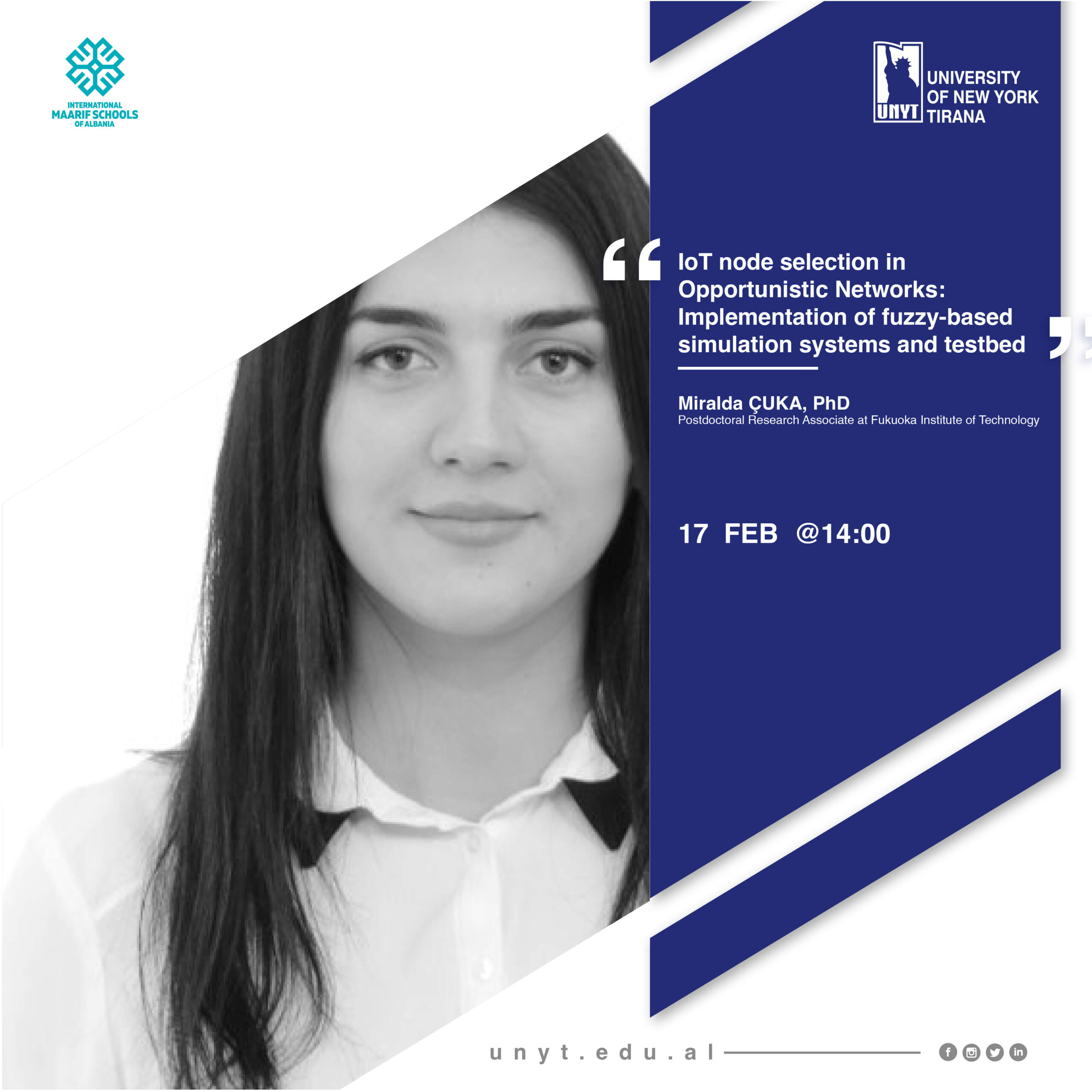 “IoT node selection in Opportunistic Networks: Implementation of fuzzy-based simulation systems and testbed” | Miralda ÇUKA, PhD
