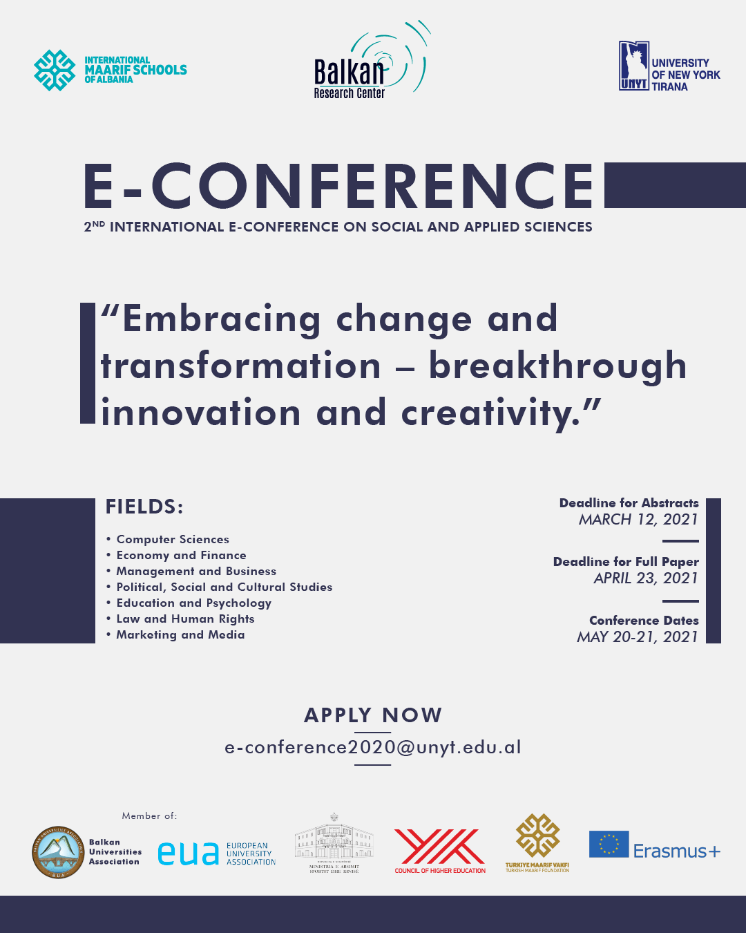 Participate in the e-Conference “Embracing change & transformation – breakthrough innovation & creativity”