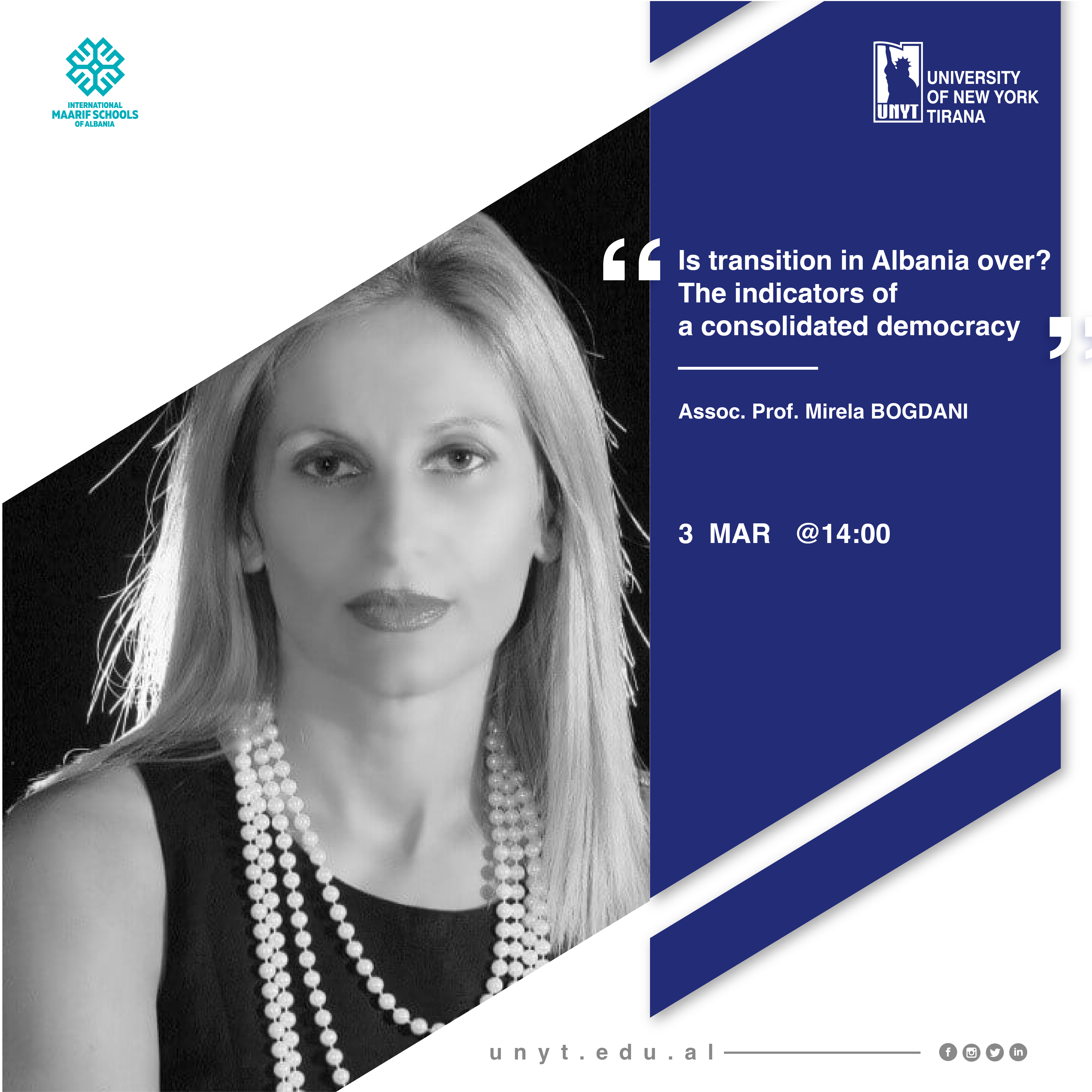 “Is transition in Albania over? The indicators of a consolidated democracy” | Assoc. Prof. Mirela Bogdani