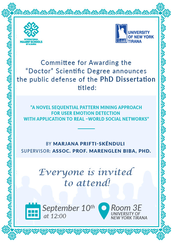 Dissertation Defence – Marjana Prifti-Skënduli